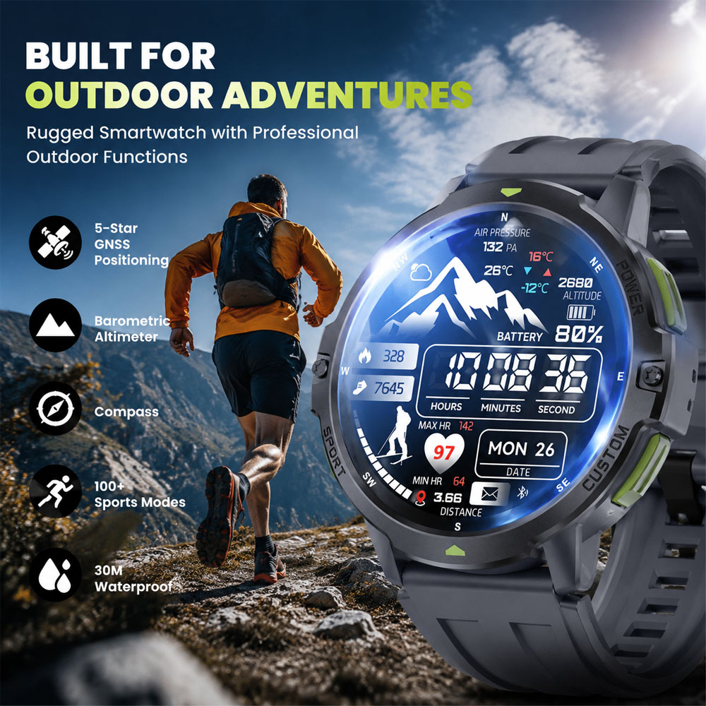 Smartwatch Timex Watches For Men - 2026 NIEUWE Militaire GPS Smartwatch 3ATM