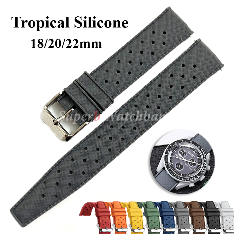 Seiko Watches Smartwatch - Tropische siliconen horlogeband Quick Release Strap
