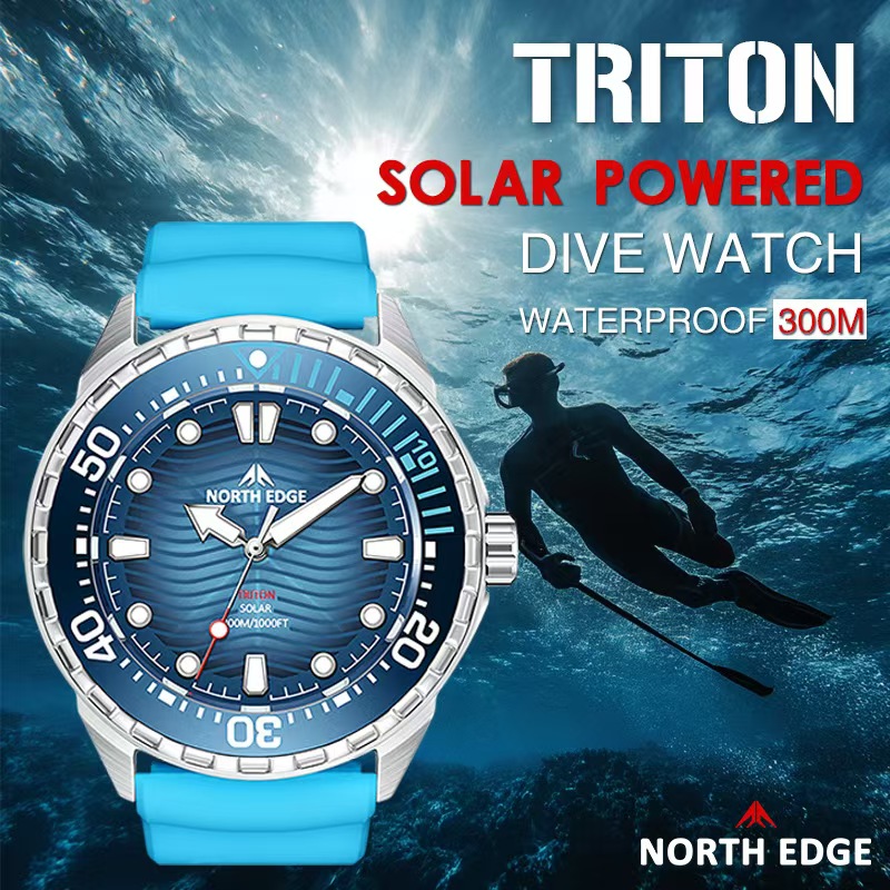 Smartwatch Ring Watches - Roestvrij staal duikhorloge Zonne-energie aangedreven quartz