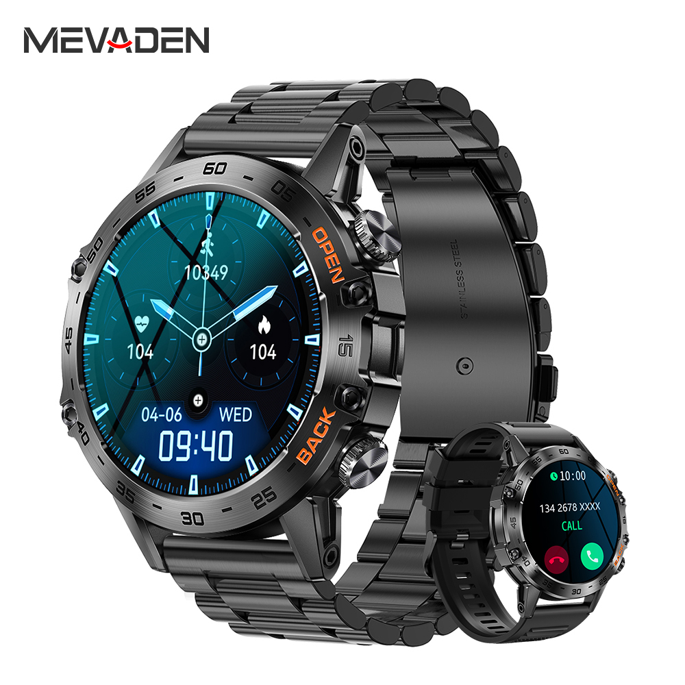 Hybrid Smartwatch - MEVADEN Steel 1.39 inch Heren Luxe