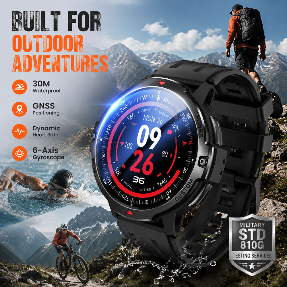 Smartwatch Timex Watches For Men - NIEUWE 6-As Gyroscoop Militaire GPS Smartwatch