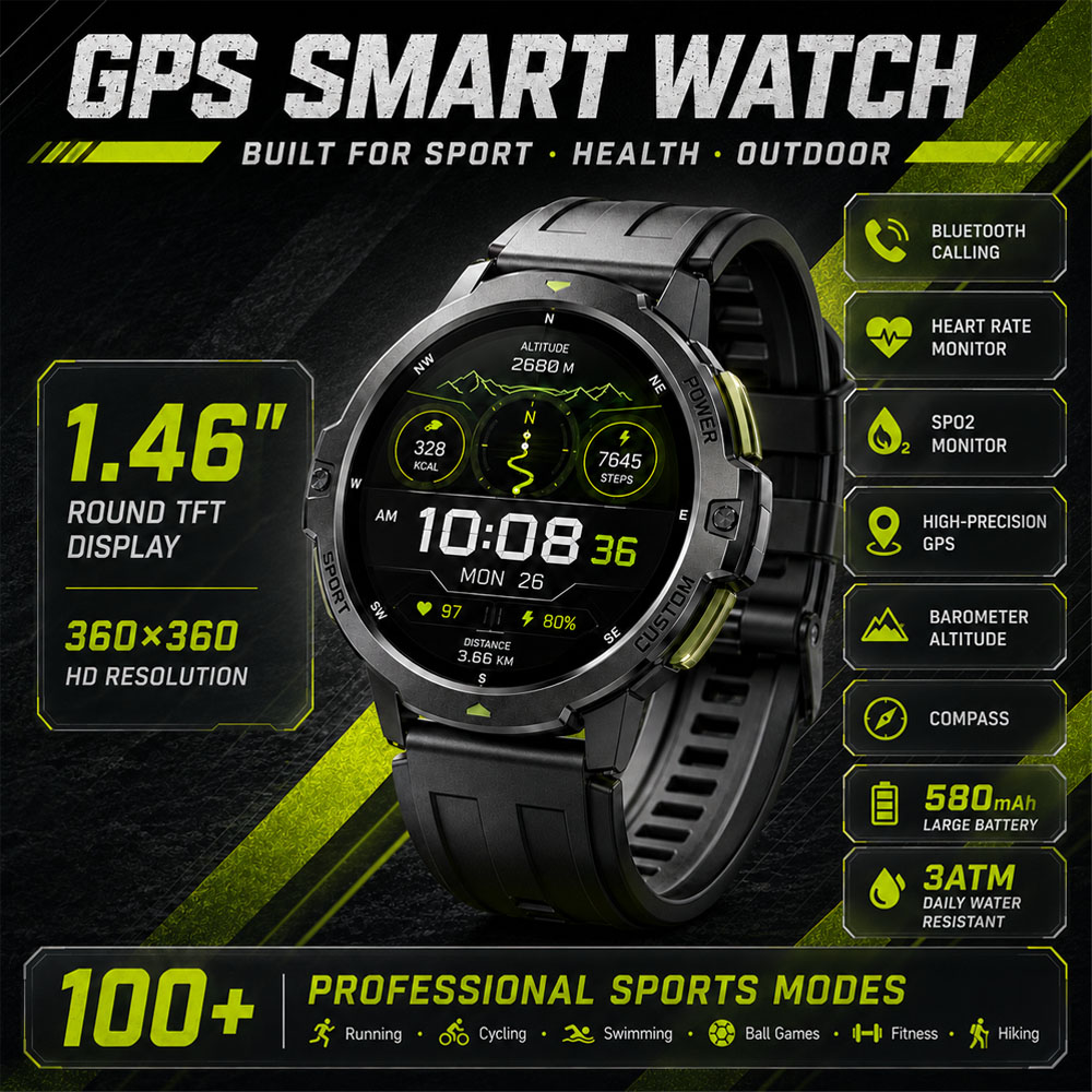 Smartwatch Timex Watches For Men - NIEUWE Militaire GPS Smartwatch 3ATM Waterdicht