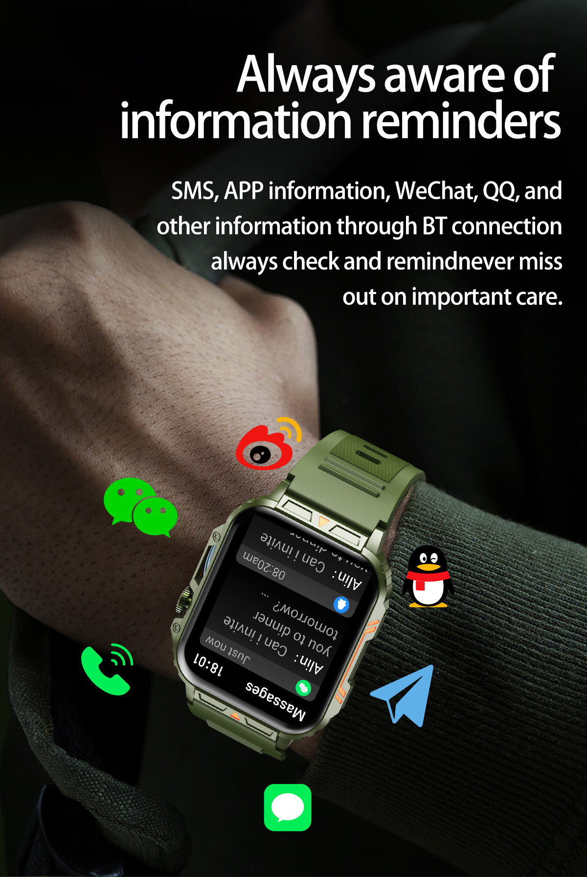 1.91 Outdoor Militaire Smart W - Smartwatch Military Watches For Men recensie en prijs