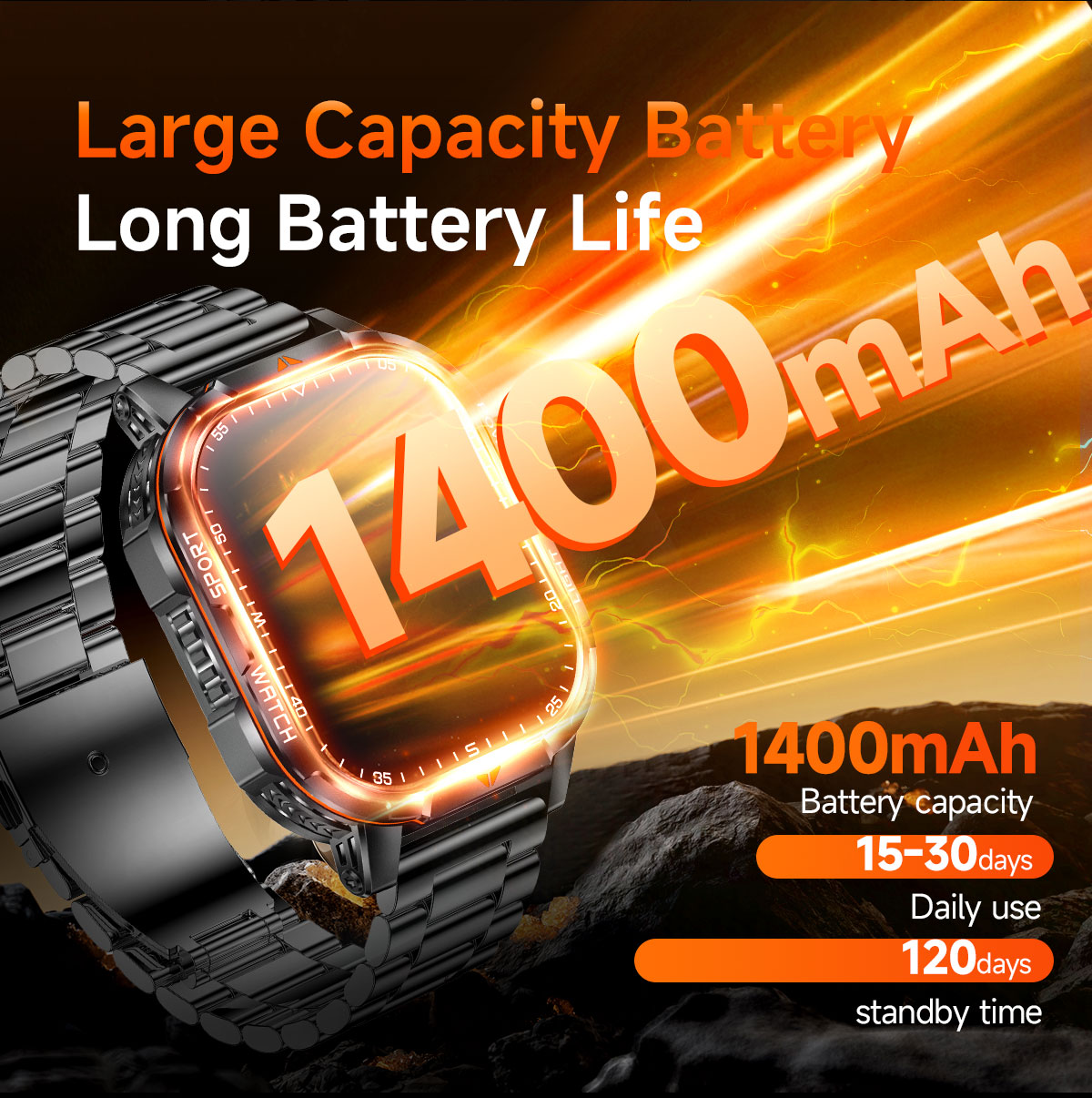 2026 Nieuwe 1400mAh Super Grot - Smartwatch Military Watches For Men recensie en prijs