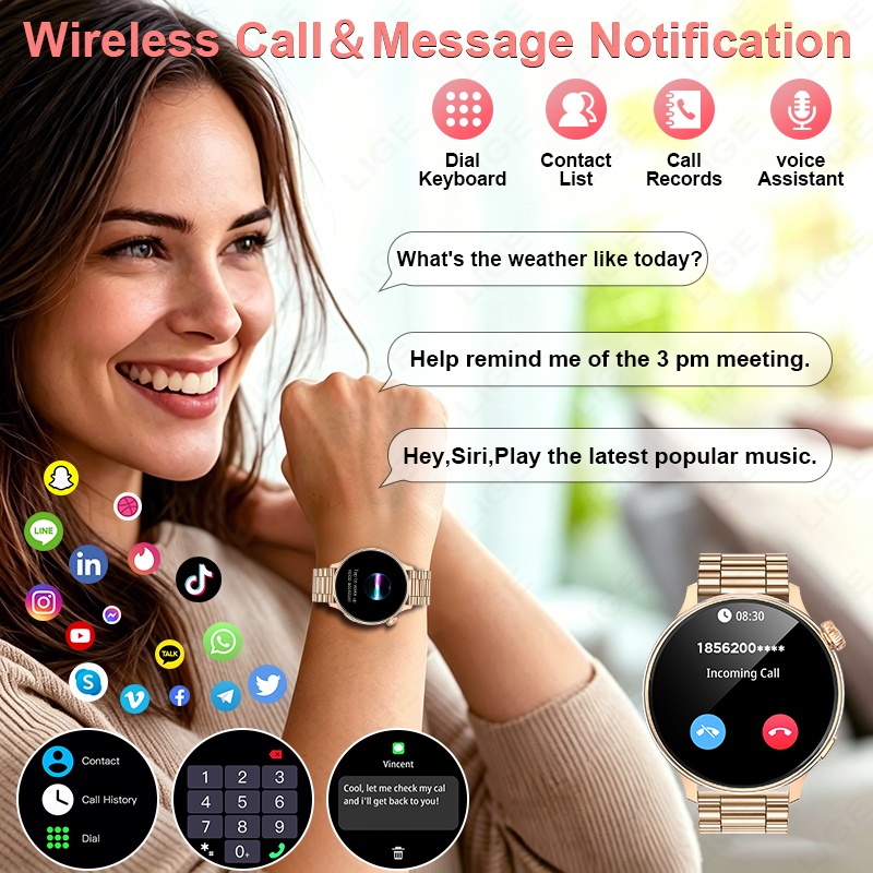 LIGE Luxe Dames Smartwatch 1.2 - Smartwatch Luxury Watches For Women recensie en prijs