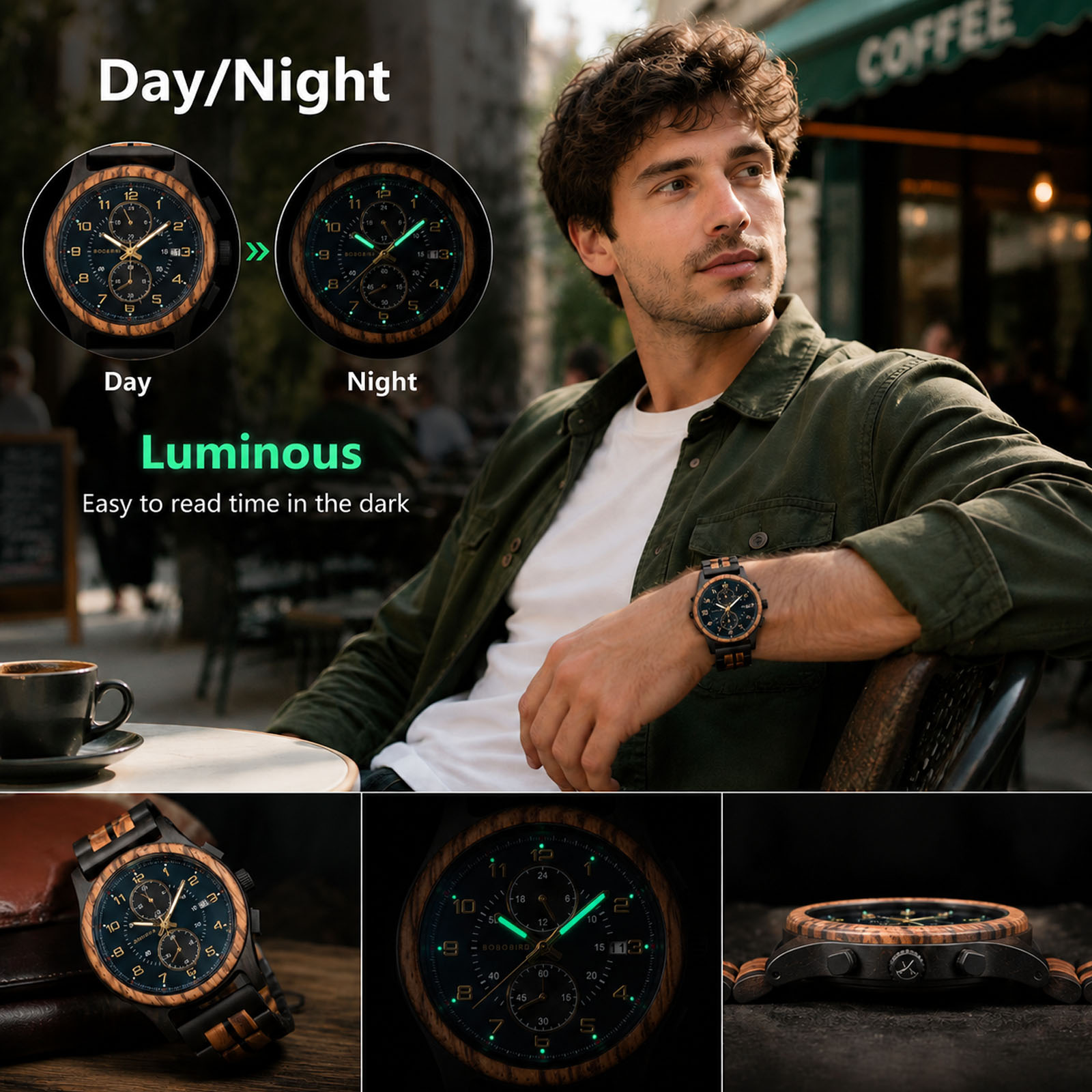 BOBO BIRD Houten chronograafho - Smartwatch Watches Birthday Gift For Men recensie en prijs