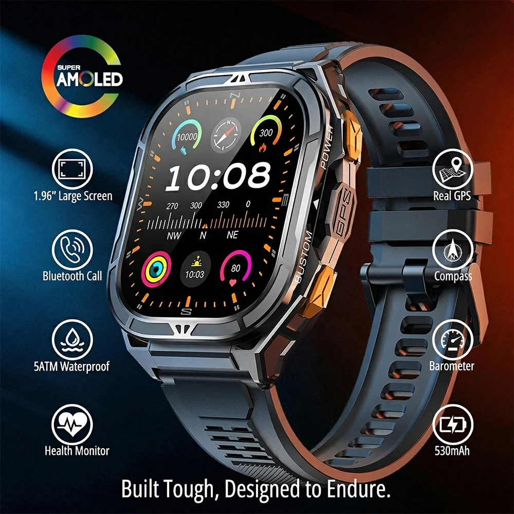 Luxe AMOLED Smartwatch Echte G - Smartwatch Military Watches For Men recensie en prijs